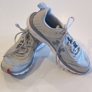 Under Armour Pink and Gray Sneakers with Breathable Mesh and Cushioned Sole